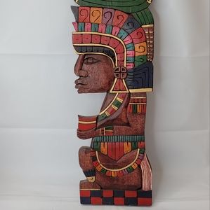 Wood Carving Tribal Ethnic Aztec Maya Style Wall D